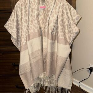 Leopard Print Shawl with Fringe